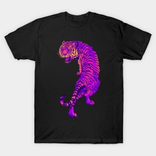 Cyberpunk Neon Pink and Orange Tiger T-Shirt